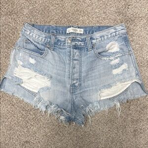Abercrombie & Fitch Light Blue Distressed Jean Shorts